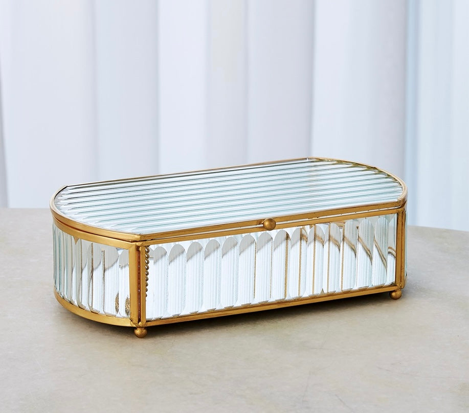 Reeded Glass Oval Box