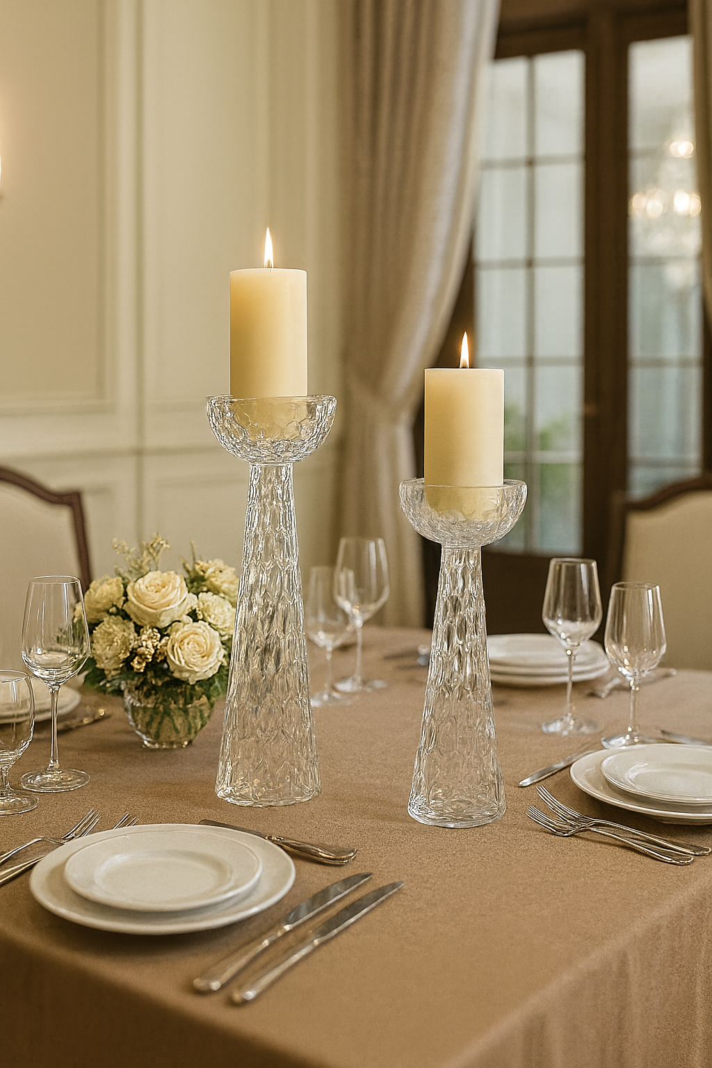 Large Honeycomb Glass Candleholder Vase – Handmade Decorative Glassware