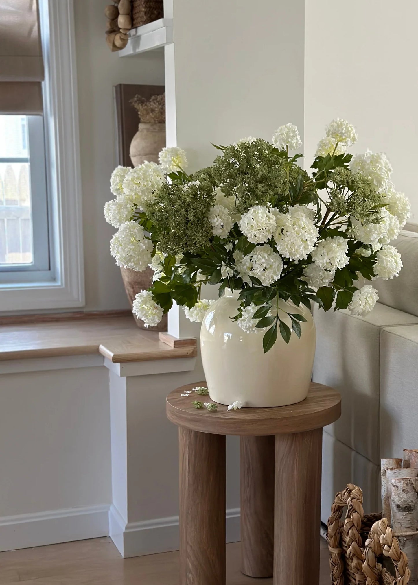 Artificial White Hydrangea - 43.5" Set of 3
