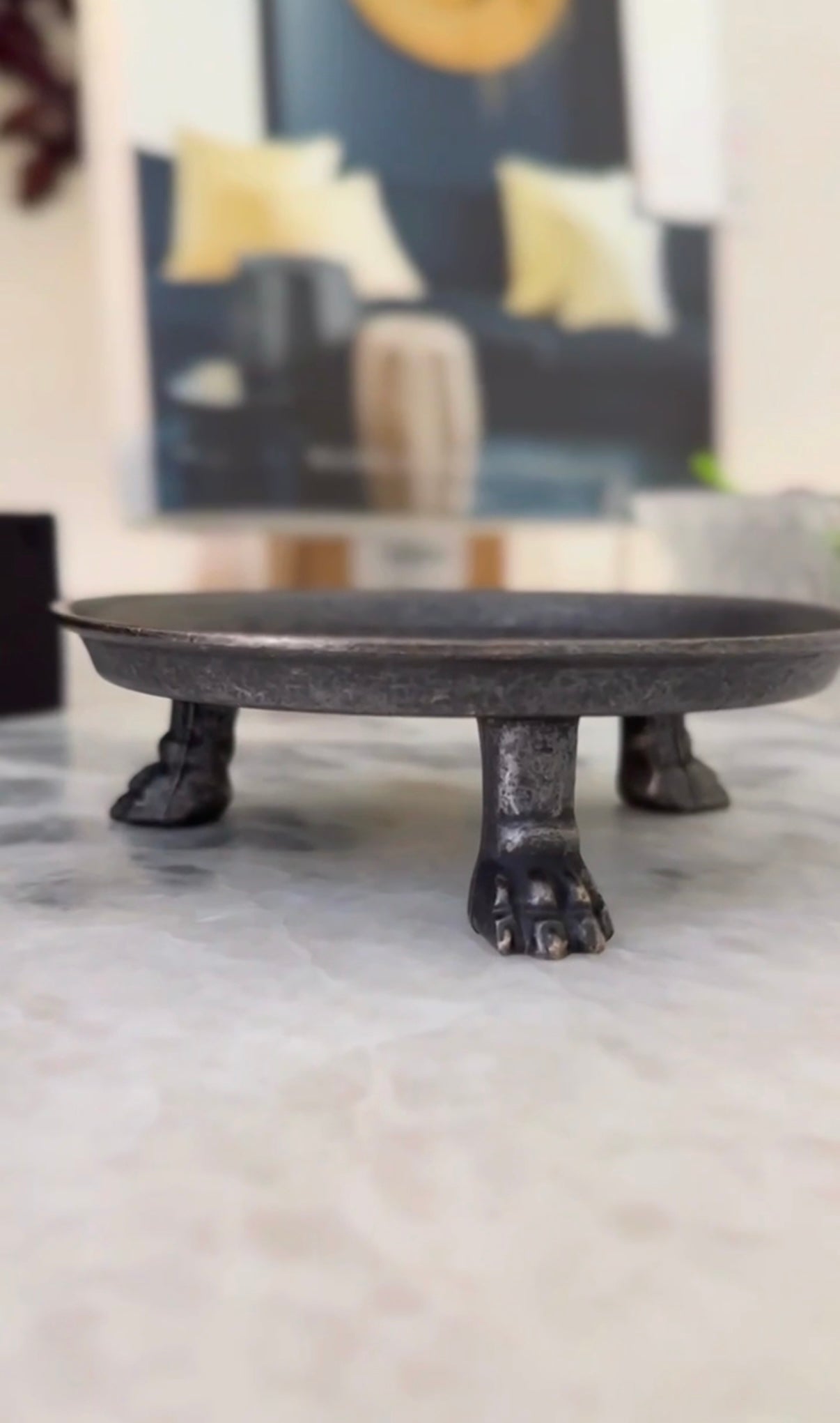 Antique Clawfoot Pedestal Dish — Elegant Catchall for Jewelry, Candles & Trinkets