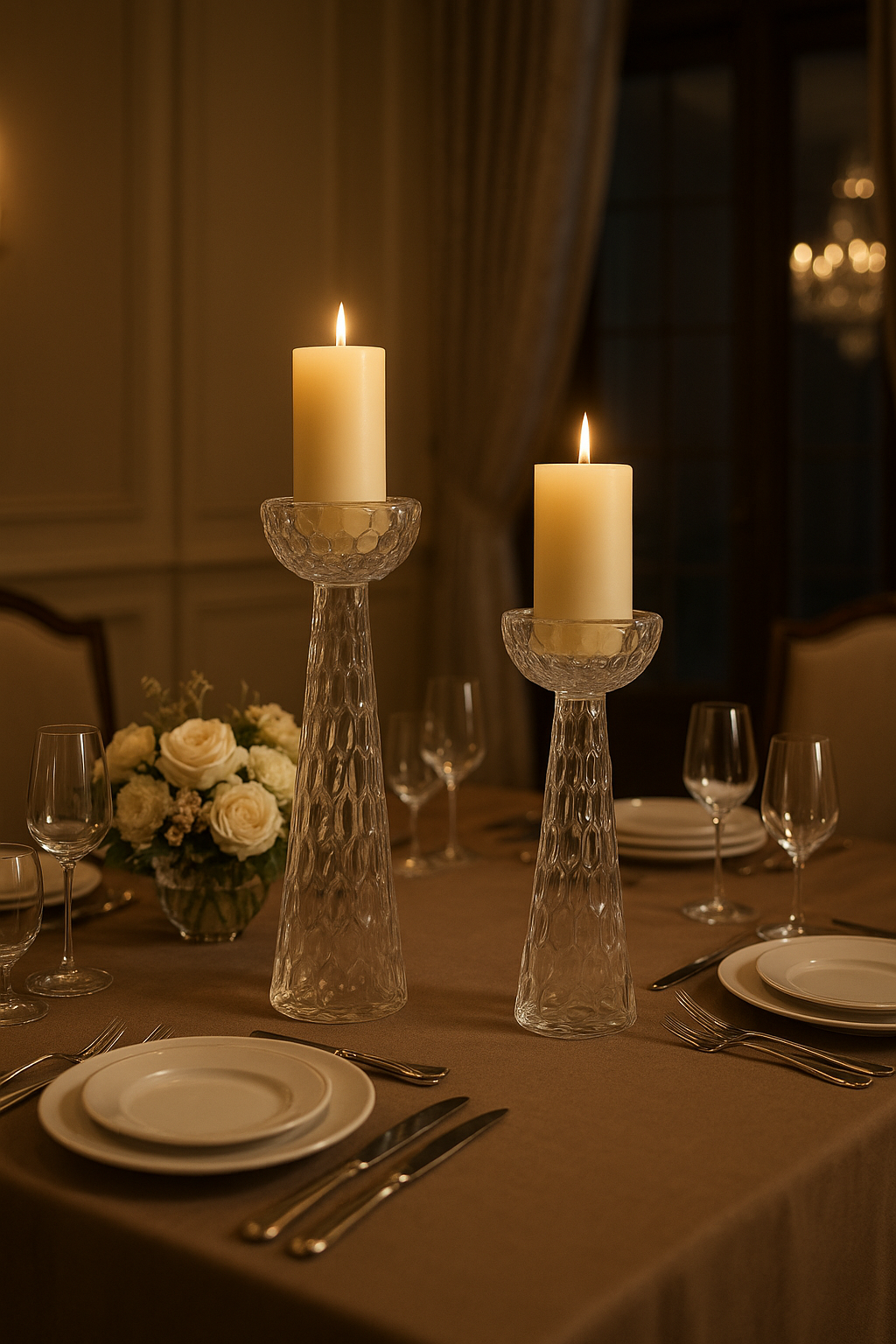 Large Honeycomb Glass Candleholder Vase – Handmade Decorative Glassware
