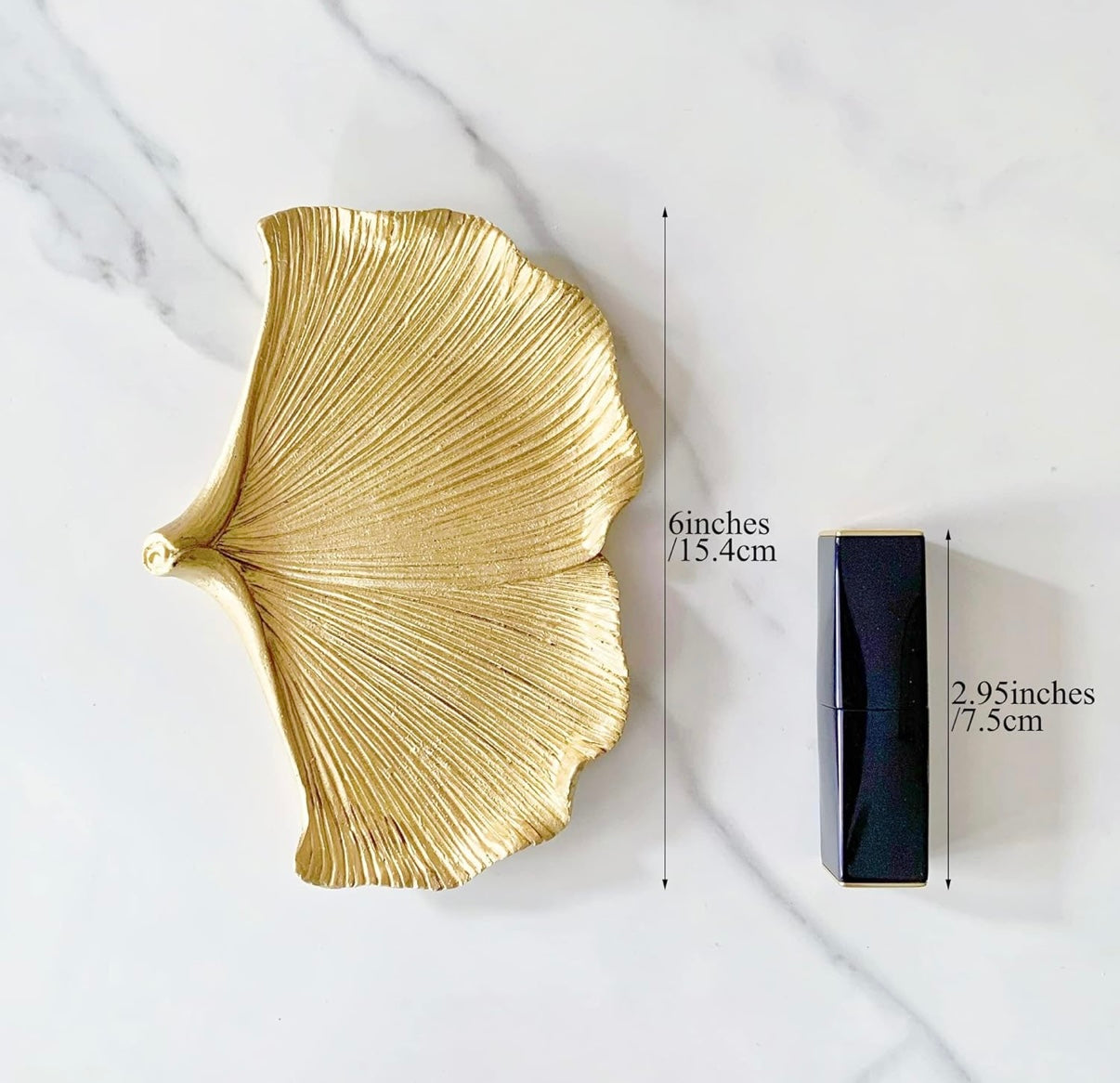 Golden Gingko Leaf Jewelry Dish – Elegant Gold Trinket Tray for Rings, Keys & Decor