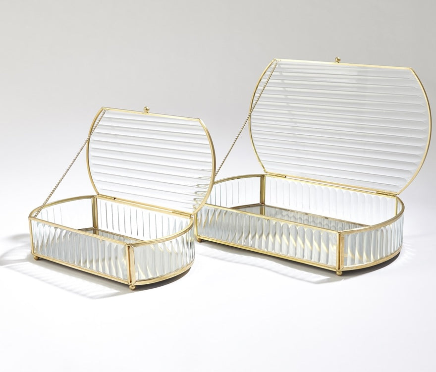 Reeded Glass Oval Box