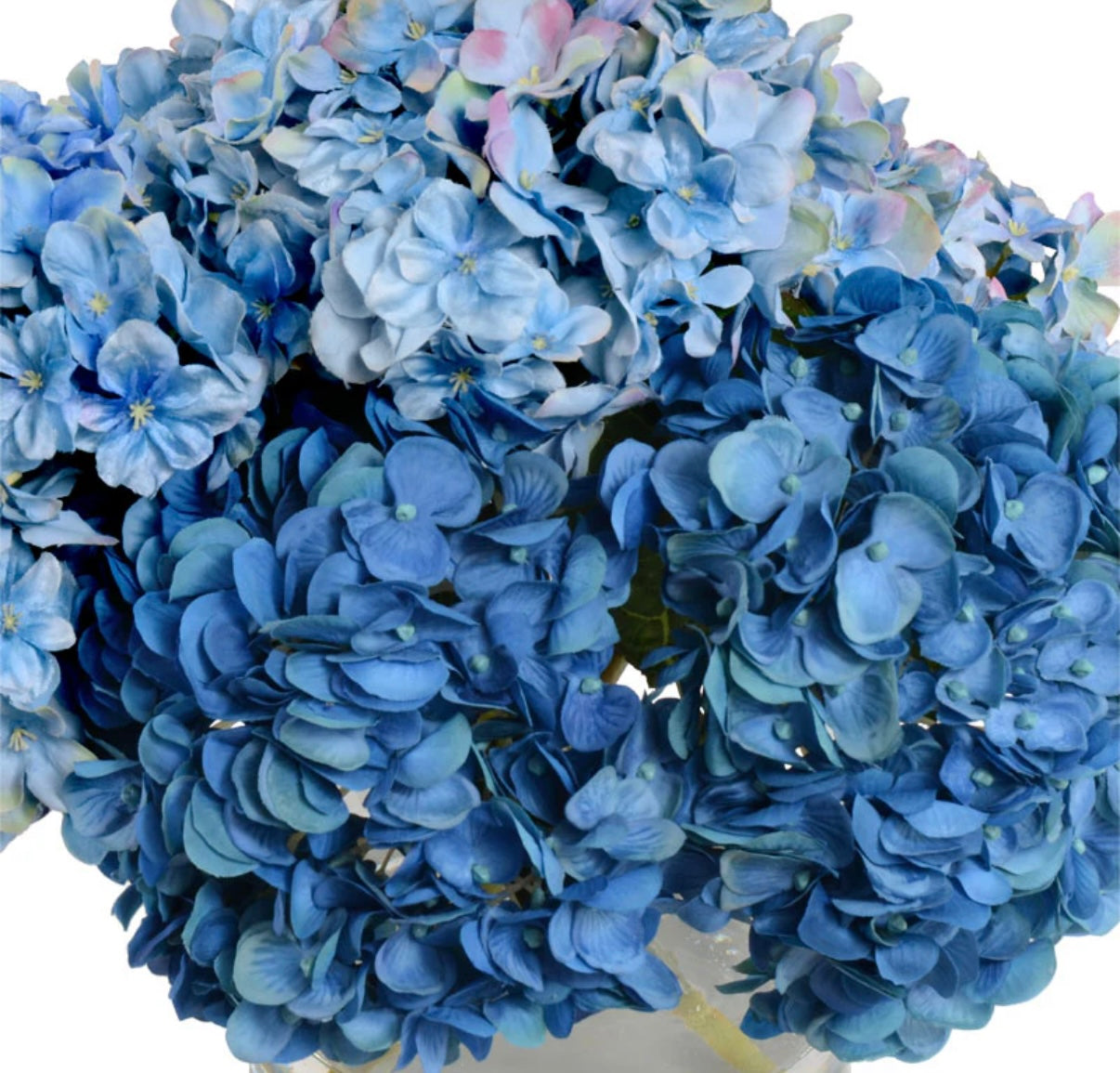 Hydrangea Arrangement in Glass 12"H