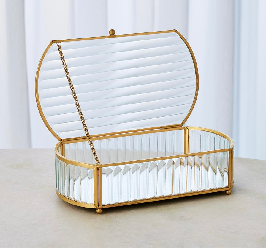 Reeded Glass Oval Box