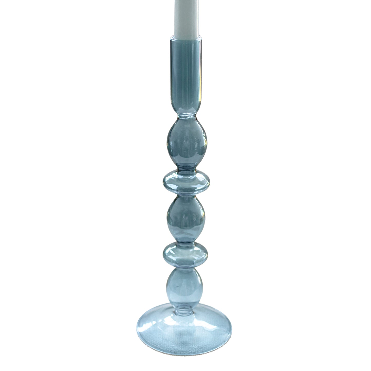 Blue Glass Candle Holders – Elegant Taper Candle Holder Set | Luxury Table Decor | Statement Home Accent | Refined Candlelight Styling