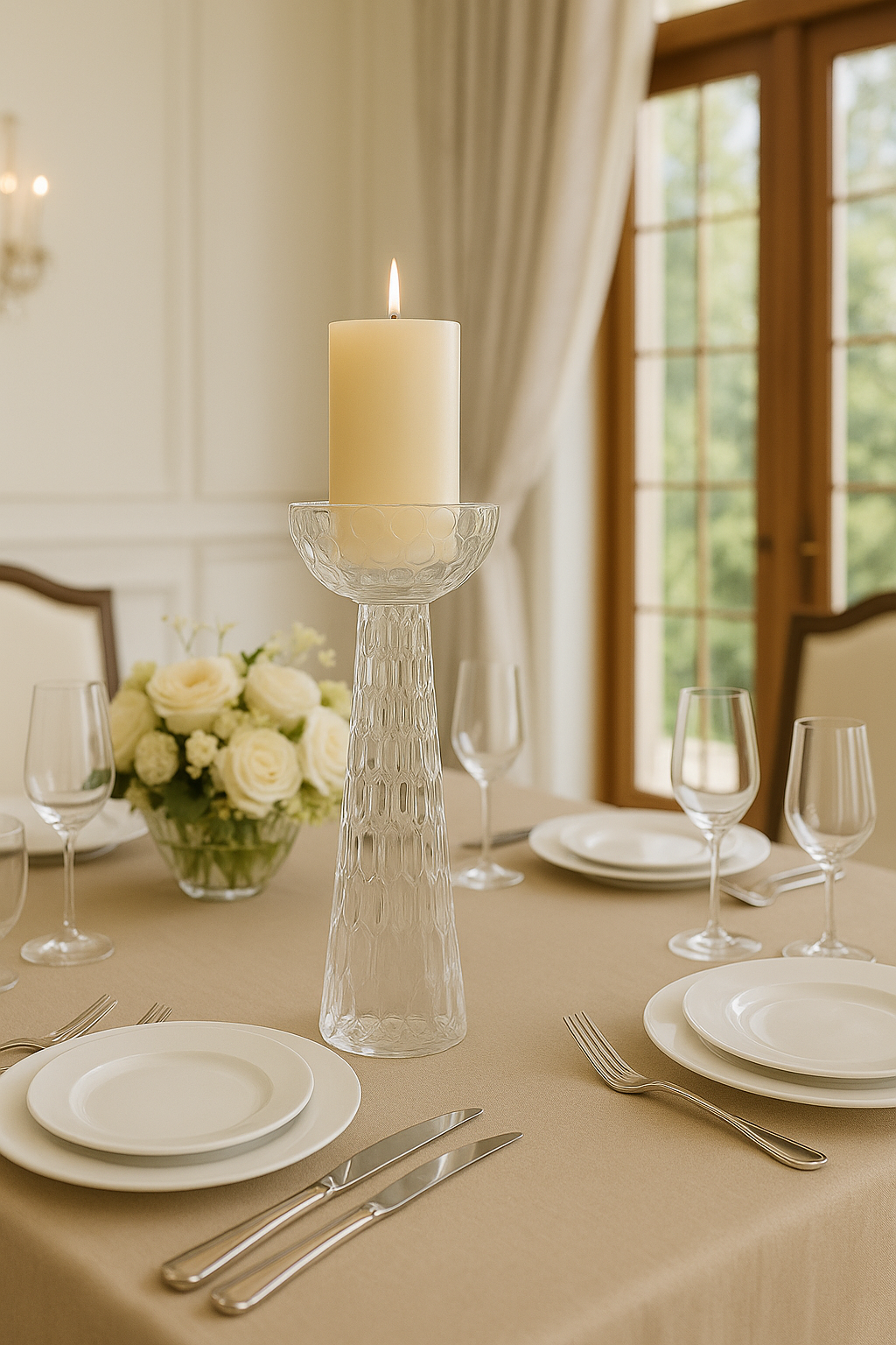 Large Honeycomb Glass Candleholder Vase – Handmade Decorative Glassware