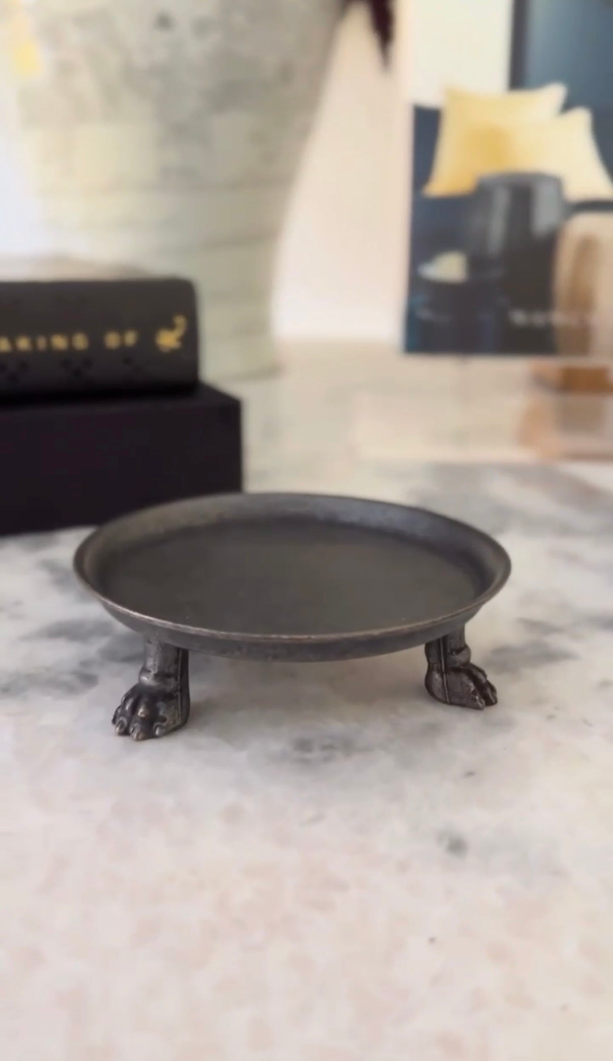 Antique Clawfoot Pedestal Dish — Elegant Catchall for Jewelry, Candles & Trinkets