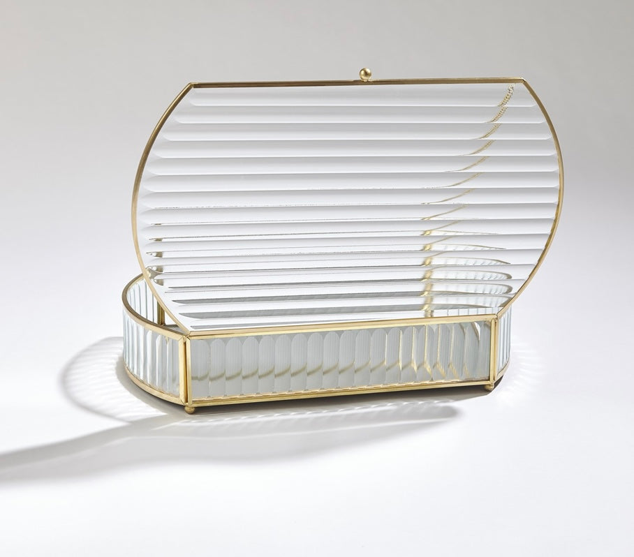 Reeded Glass Oval Box