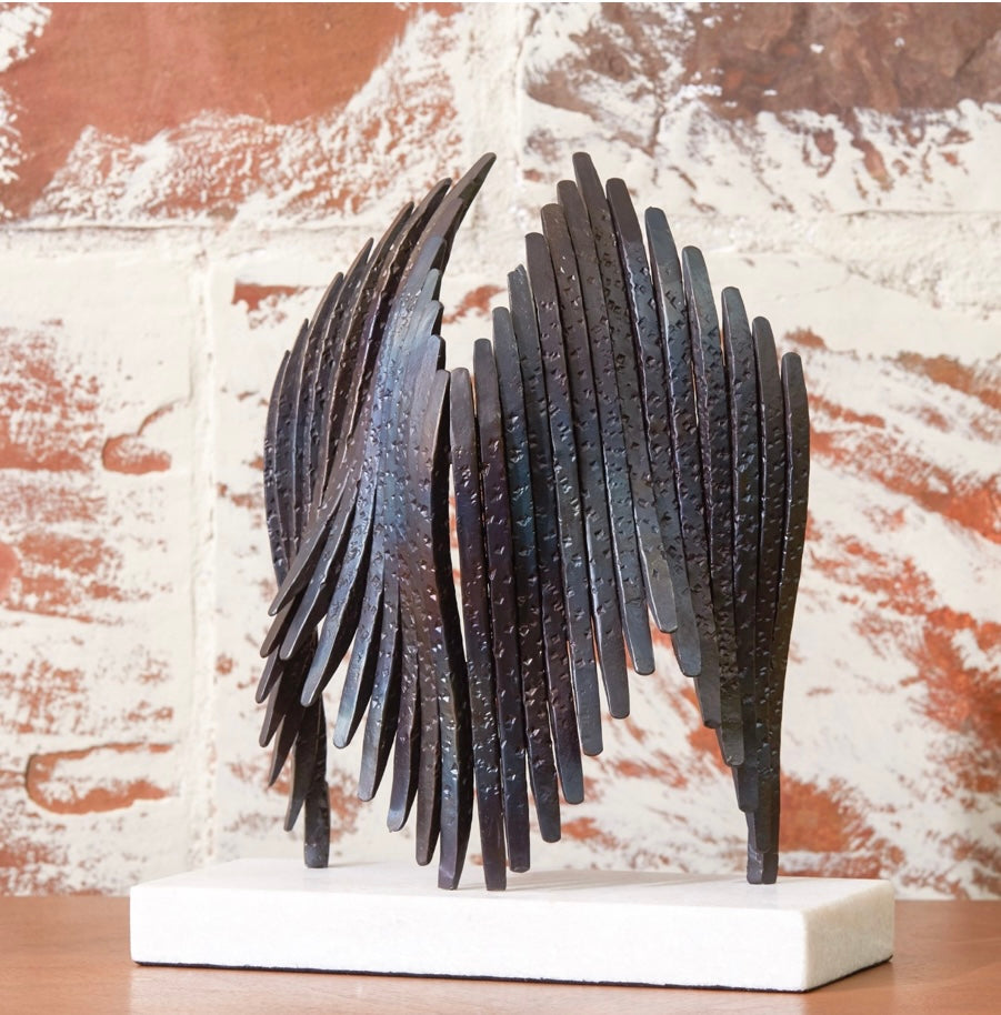 Icarus Sculpture – Winged Mythology Statue in Brass or Iron & Marble | Luxury Decorative Accent