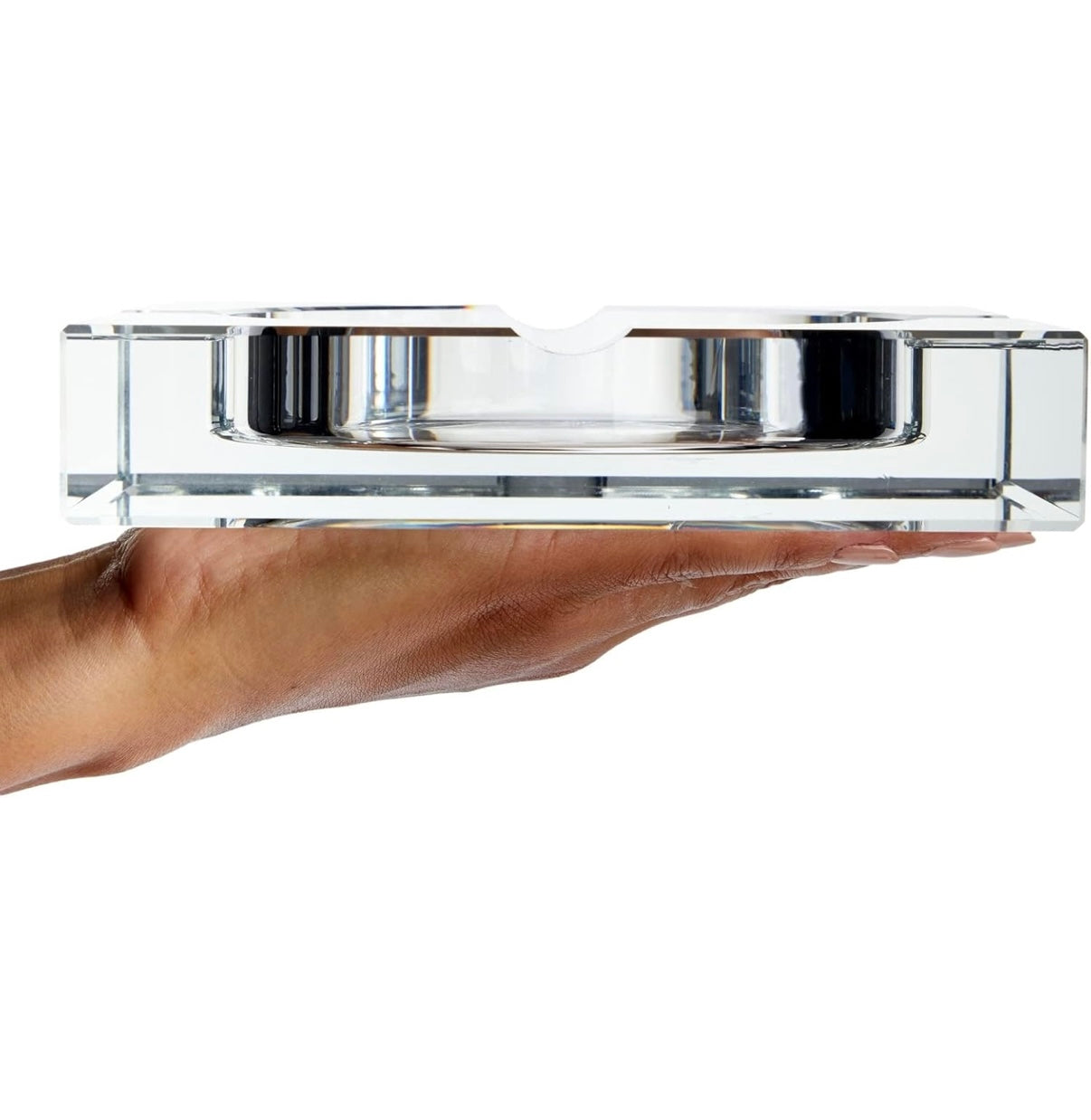 Crystal Glass Candle Holder — Elegant Square Design