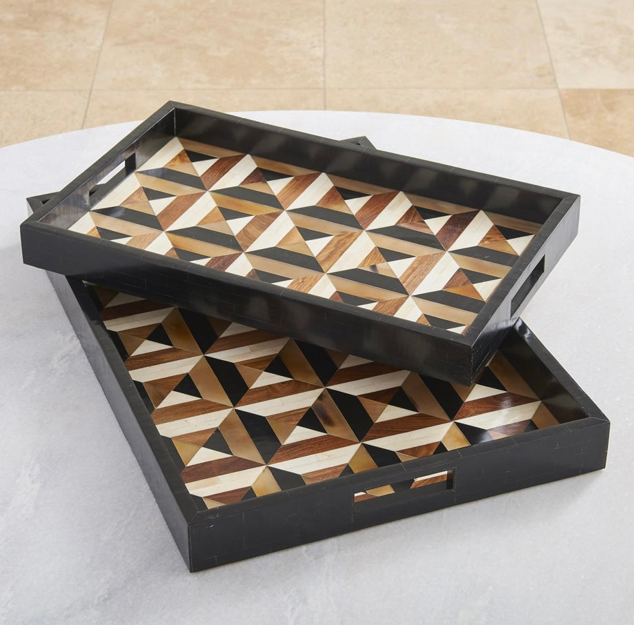 Triangle Marquetry Tray-Large