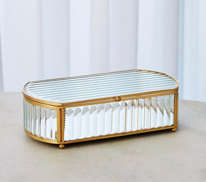 Reeded Glass Oval Box