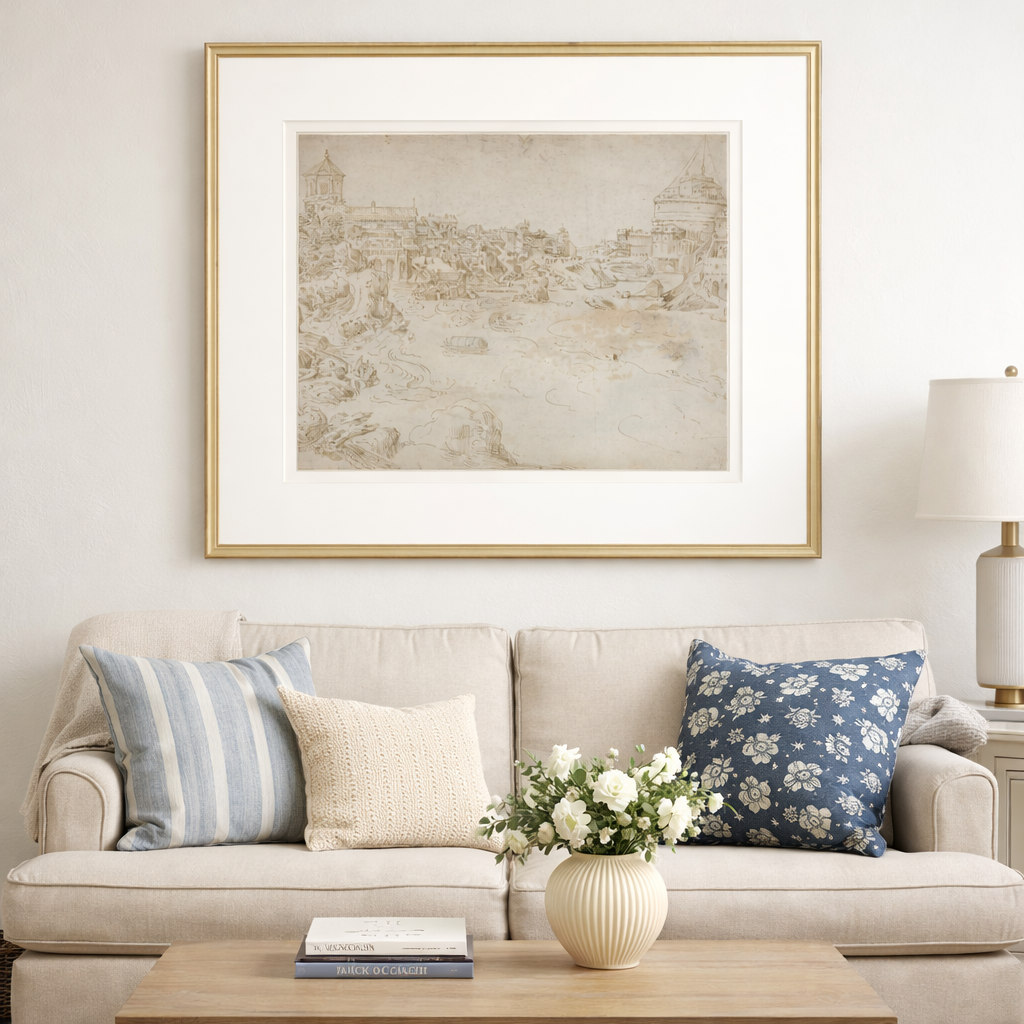French Castle III Wall Art Print | Large Framed European Architecture | French Country Wall Decor | Neutral Vintage Landscape | Heirloom Style Art