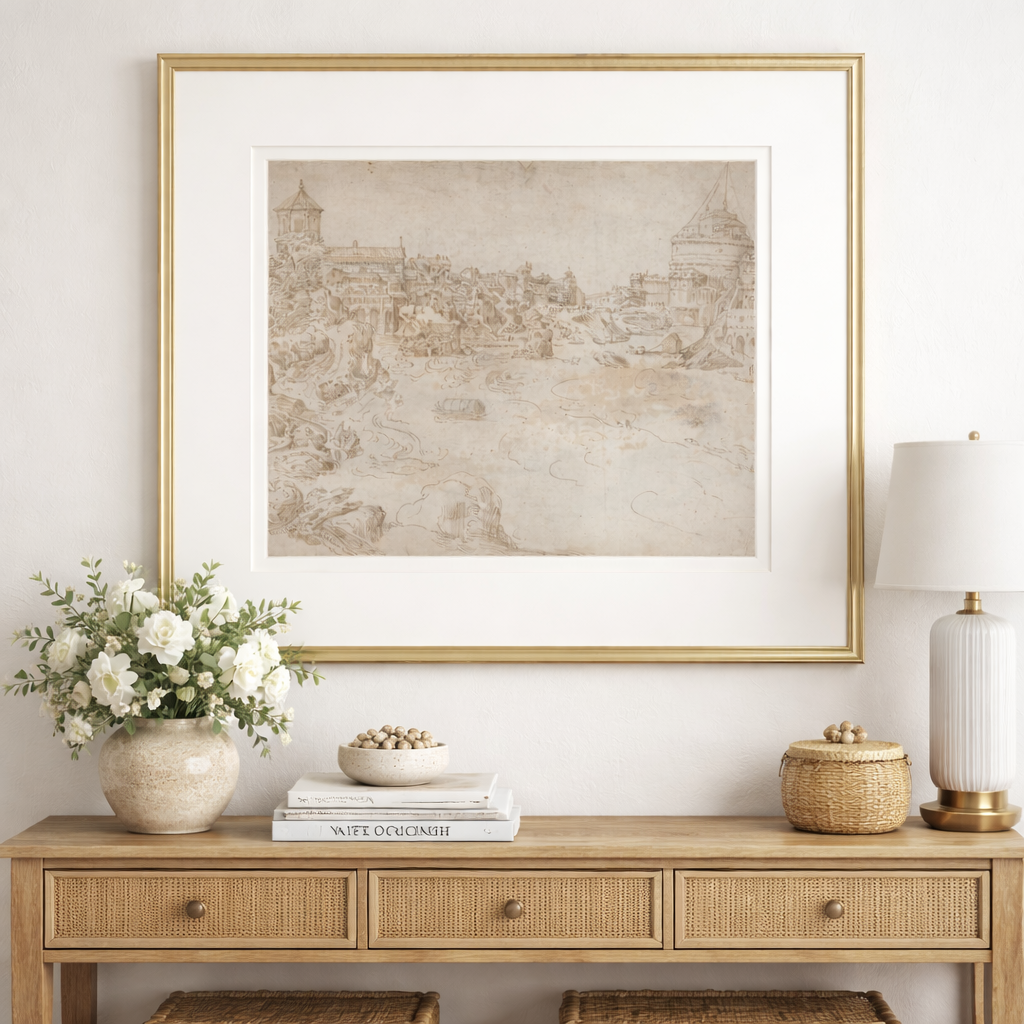 French Castle III Wall Art Print | Large Framed European Architecture | French Country Wall Decor | Neutral Vintage Landscape | Heirloom Style Art