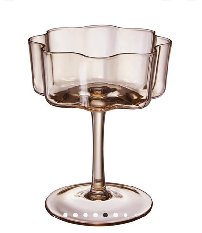 Scalloped Flower Cocktail Glasses| Set of 6 Pastel Colors