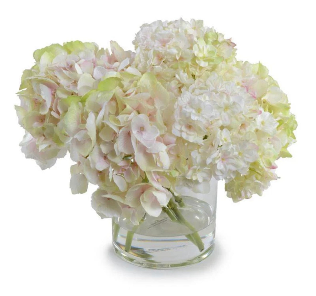 Hydrangea Arrangement in Glass 12"H