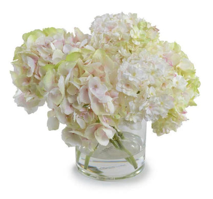 Hydrangea Arrangement in Glass 12"H