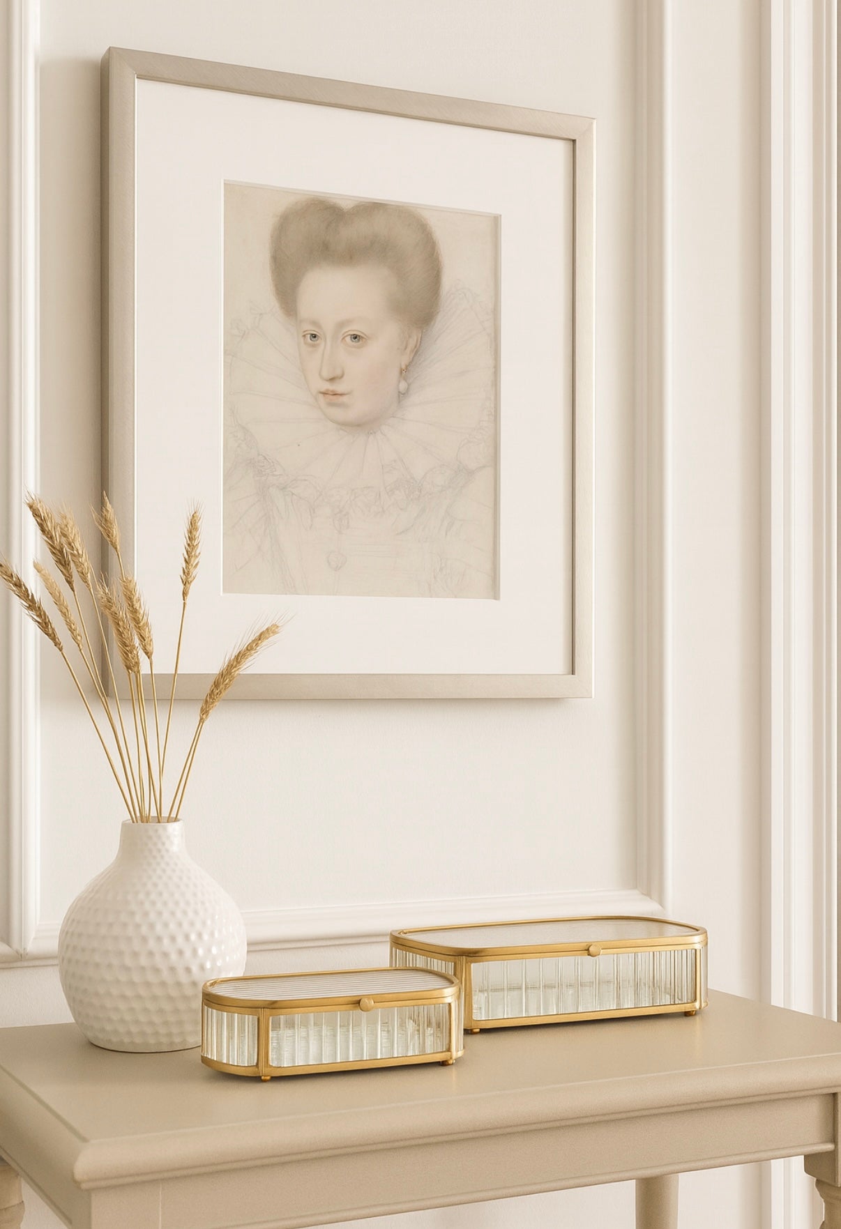 A Noble Woman — Fine Art Print & Stainless Silver Frame| European-Inspired Luxury Wall Decor