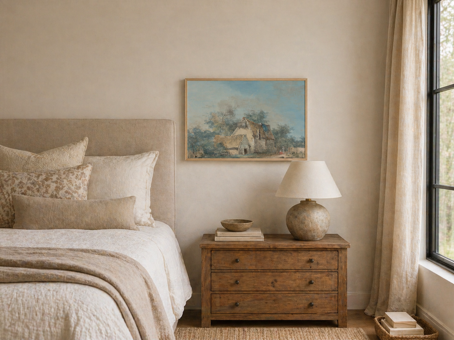 French Country Landscape Wall Art Romantic Countryside Print | Quiet Luxury Wall Decor | Timeless European Elegance