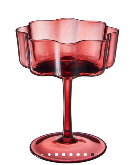 Scalloped Flower Cocktail Glasses| Set of 6 Pastel Colors