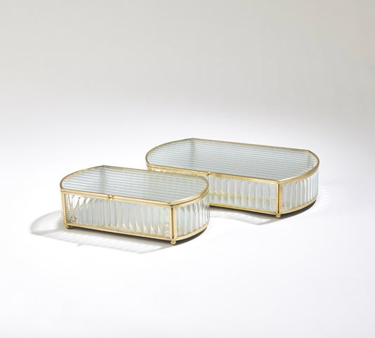 Reeded Glass Oval Box