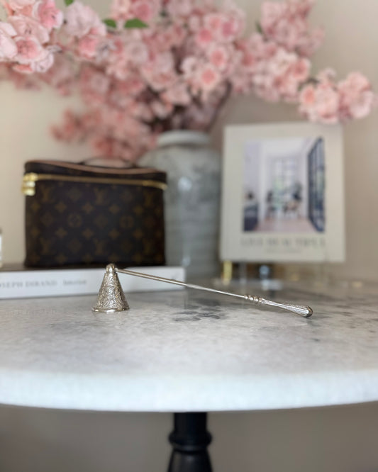 Ornate Nickel Candle Snuffer | 9″ Nickel Candle Extinguisher Tool