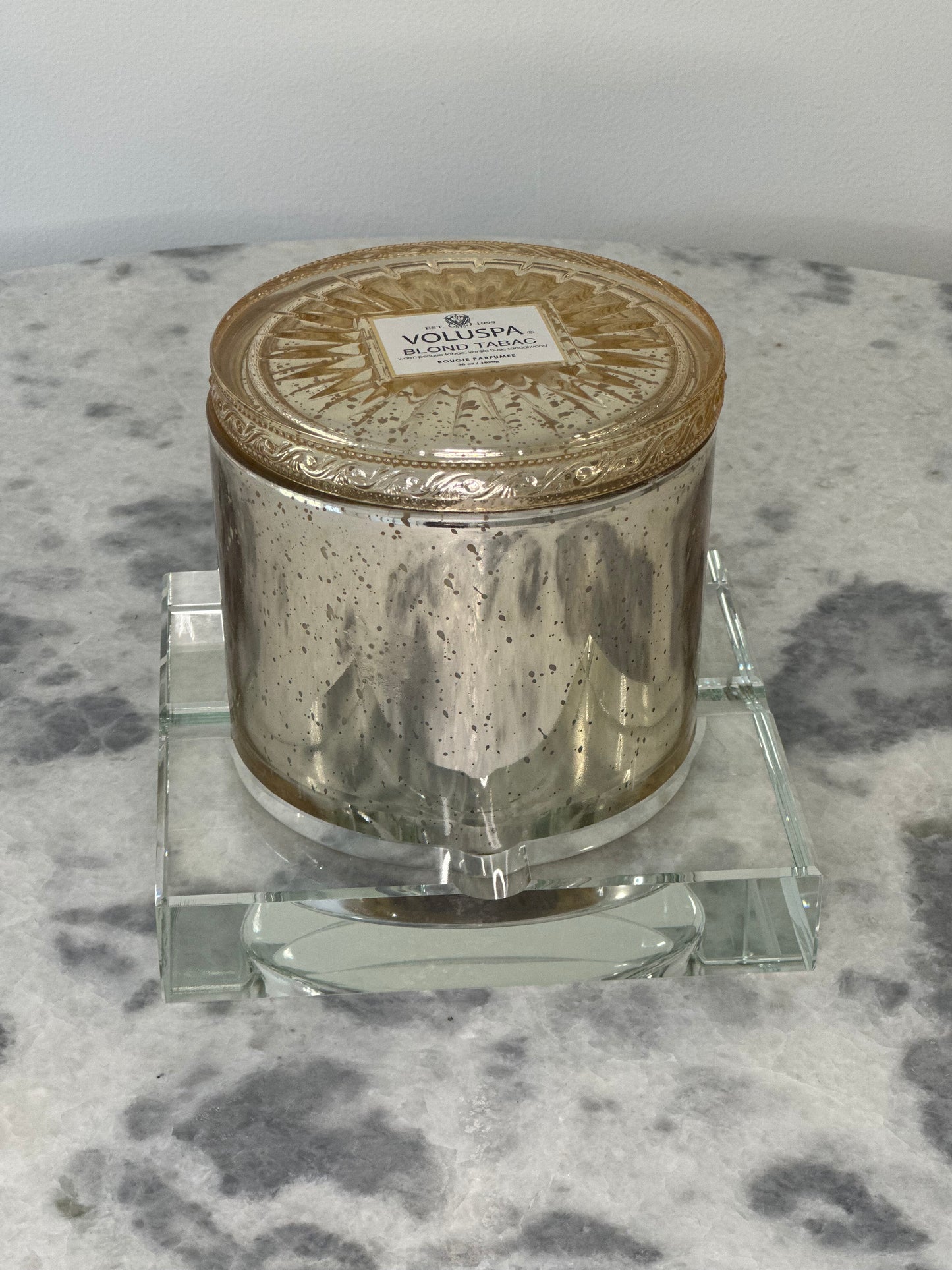 Crystal Glass Candle Holder — Elegant Square Design