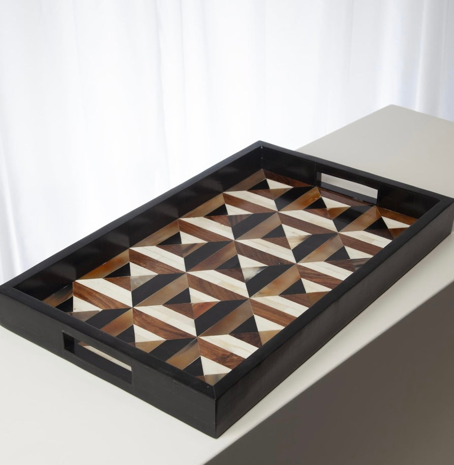 Triangle Marquetry Tray-Large