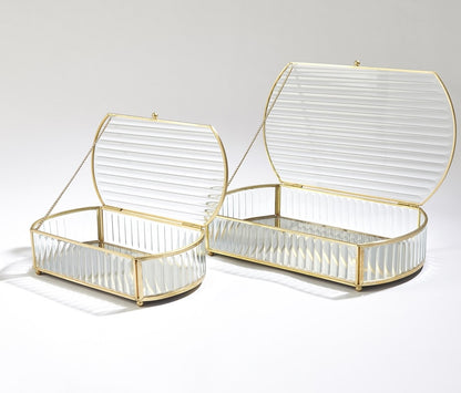 Reeded Glass Oval Box