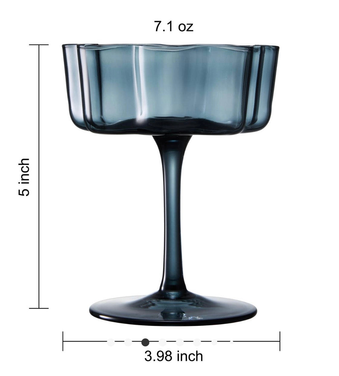 Scalloped Flower Cocktail Glasses| Set of 6 Pastel Colors