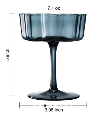 Scalloped Flower Cocktail Glasses| Set of 6 Pastel Colors