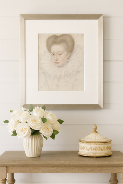 A Noble Woman — Fine Art Print & Stainless Silver Frame| European-Inspired Luxury Wall Decor