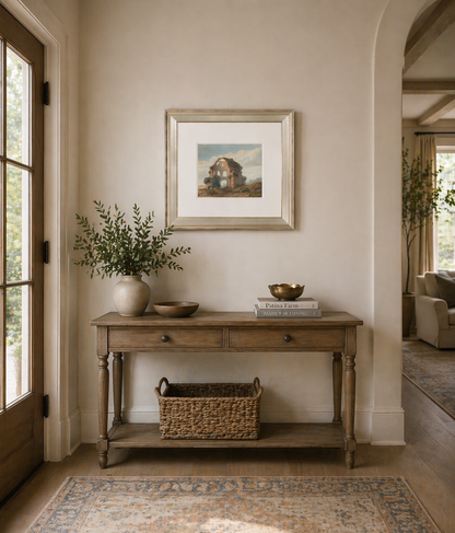 French House II Wall Art – Neutral French Architectural Print | Vintage European Landscape Decor