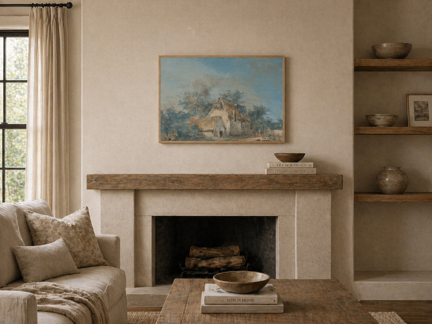 French Country Landscape Wall Art Romantic Countryside Print | Quiet Luxury Wall Decor | Timeless European Elegance