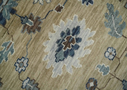 8x10 Traditional Beige and Gray Antique Style Floral Hand knotted Wool Area Rug