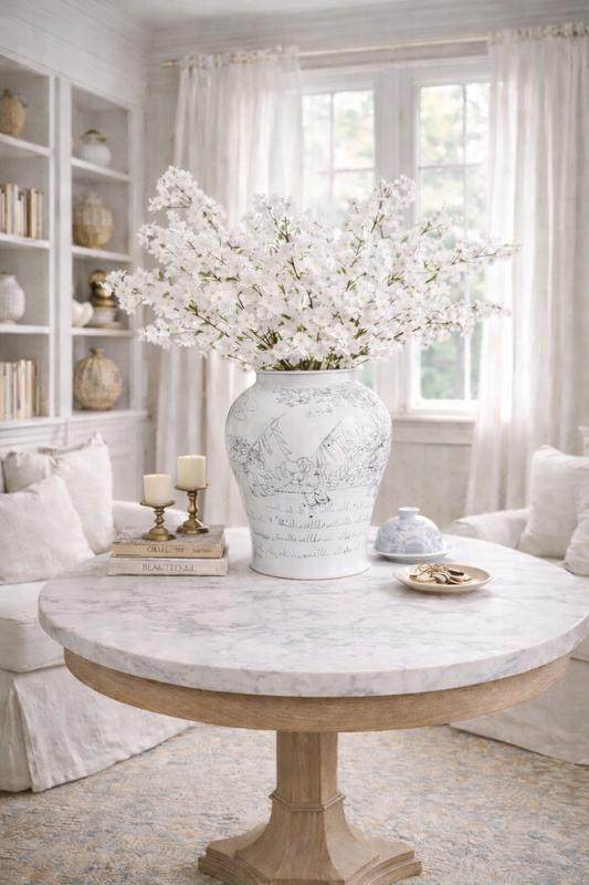 Ink Painting Playful Kids Temple Jar — Handcrafted Porcelain Art Piece