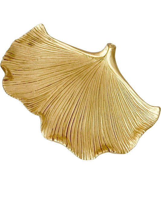 Golden Gingko Leaf Jewelry Dish – Elegant Gold Trinket Tray for Rings, Keys & Decor