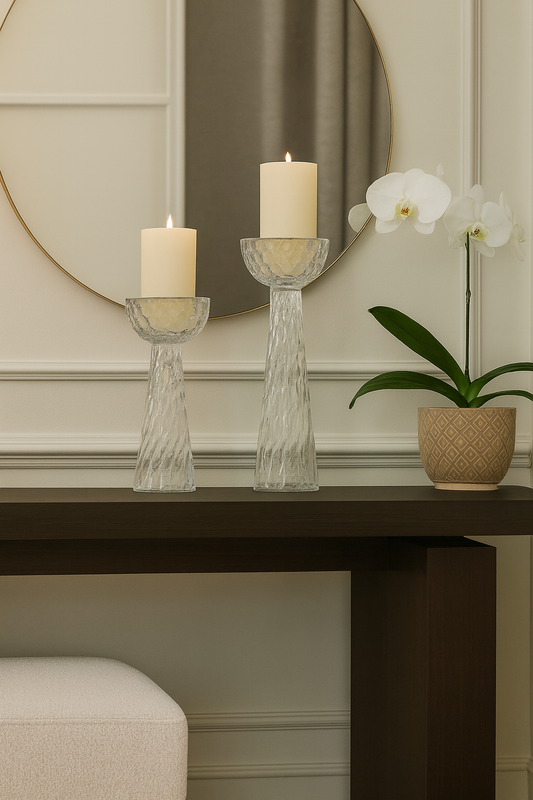 Large Honeycomb Glass Candleholder Vase – Handmade Decorative Glassware