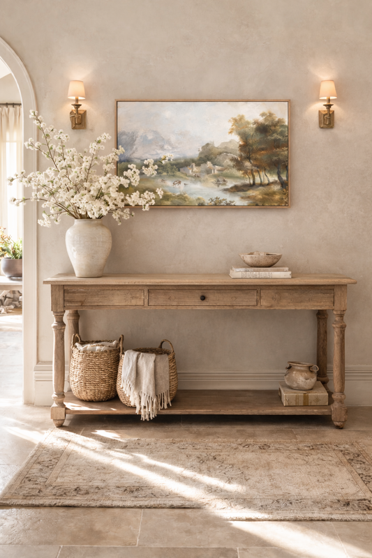 French-Italian Landscape Wall Art | Luxury European Canvas Print | French Country Framed Landscape | Neutral Vintage-Inspired Art