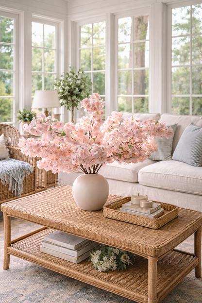 Artificial Cherry Blossom Stems in Pink – 44” | Luxury Faux Floral Set of 3 (Copy)