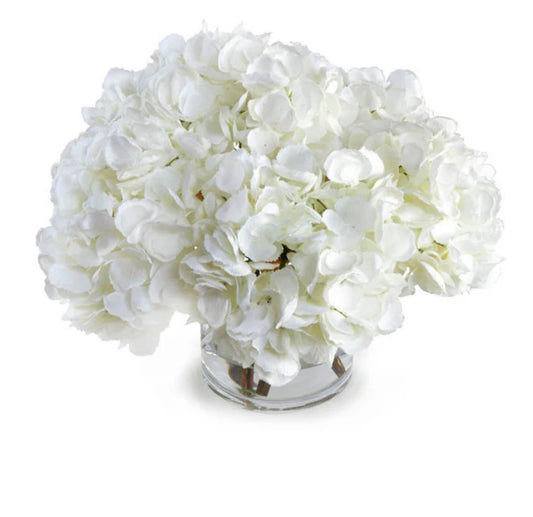 Hydrangea Arrangement in Glass 12"H