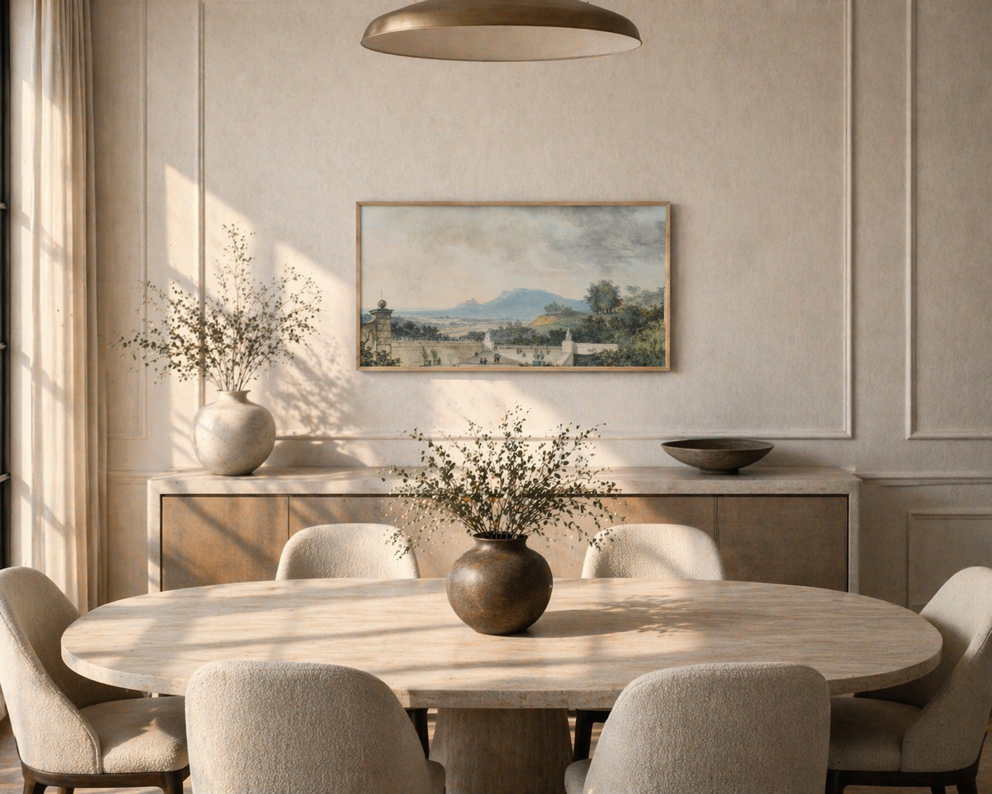 French Panoramic Landscape Wall Art | Elegant Countryside Canvas | Statement Piece for Long Walls