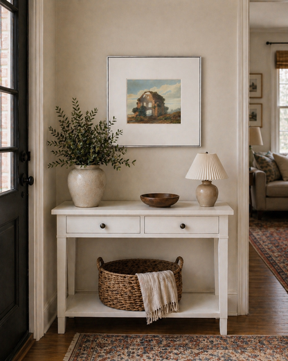 French House III Wall Art | Vintage French Architectural Print | Neutral European Landscape