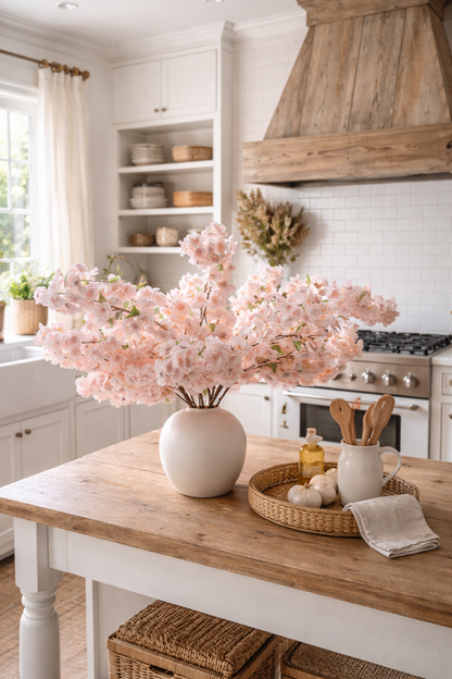 Artificial Cherry Blossom Stems in Pink – 44” | Luxury Faux Floral Set of 3 (Copy)