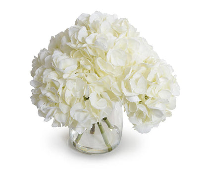Hydrangea Arrangement in Glass 12"H