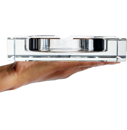 Crystal Glass Candle Holder — Elegant Square Design