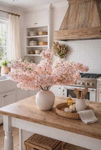 Artificial Cherry Blossom Stems in Pink – 44” | Luxury Faux Floral Set of 3 (Copy)