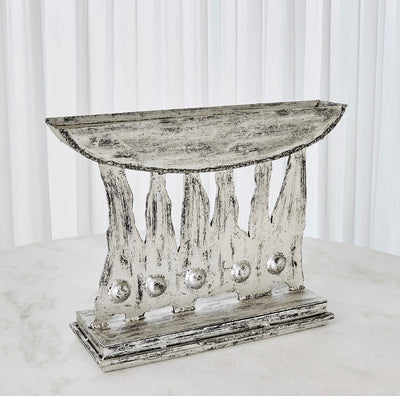 Brutalist Candelabra in Silver Leaf