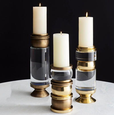 Stack Em Up Candleholder in Antique Brass